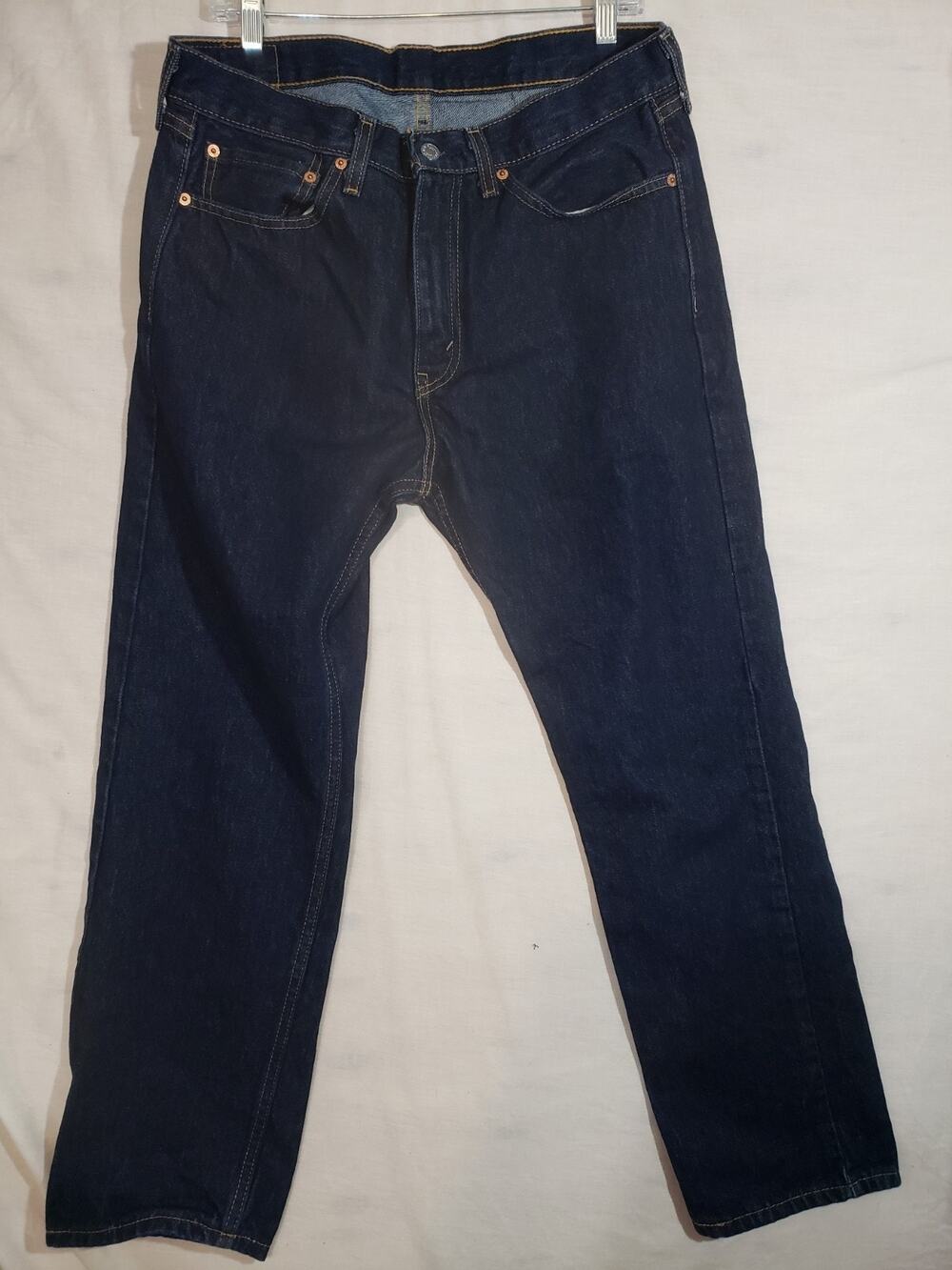 Levis 505 Regular Fit Mens Jeans Straight Leg Dark Wash Denim 34 x 30 R336